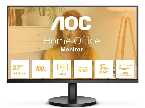 LCD Monitor|AOC|27"|Panel VA|1920x1080|16:9|100 Hz|Matte|1 ms|Speakers|Tilt|Colour Black|27B3HMA2