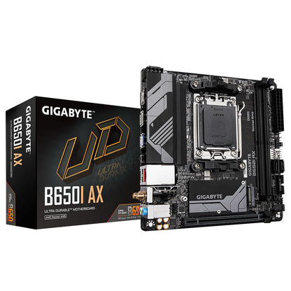 Mainboard|GIGABYTE|AMD B650|SAM5|Mini-ITX|Memory DDR5|Memory slots 2|1xPCI-Express 16x|1xM.2|1xHDMI|1xDisplayPort|3xUSB 2.0|2xUSB 3.2|1xUSB-C|1xRJ45|3xAudio port|B650IAX