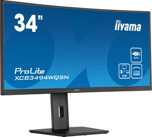 LCD Monitor|IIYAMA|XCB3494WQSN-B5|34"|Curved/21 : 9|Panel VA|3440x1440|21:9|Matte|0.4 ms|Speakers|Swivel|Height adjustable|Tilt|Colour Black|XCB3494WQSN-B5