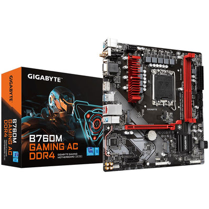 Mainboard|GIGABYTE|Intel B760 Express|LGA1700|Micro-ATX|Memory DDR4|Memory slots 2|1xPCI-Express 3.0 1x|1xPCI-Express 4.0 16x|2xM.2|1x15pin D-sub|1xHDMI|1xDisplayPort|2xUSB 2.0|3xUSB 3.2|1xUSB-C|1xPS/2|B760MGAMINGACDDR41.1