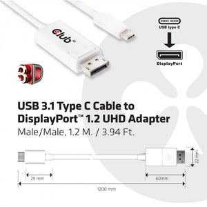 CABLE USB-C TO DP 1.2M/M/M CAC-1517 CLUB3D