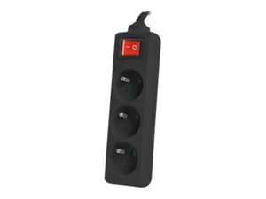 Lanberg Cable Power Strip, 3X French Outlets with Switch, Quality-Grade Copper, 3 m | PS1-03E-0300-BK