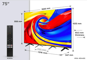 TV Set|TCL|75 "|4K Ultra HD|3840 x 2160 pixels|Flat|16:9|QLED|75QLED780L