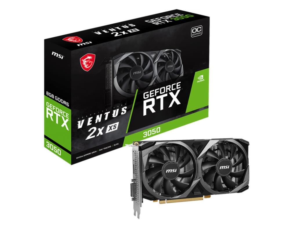 Graphics Card|MSI|NVIDIA GeForce RTX 3050|8 GB|GDDR6|128 bit|PCIE 4.0 8x|Dual Slot Fansink|1xDVI-D|1xHDMI|1xDisplayPort|RTX3050VEN2XXS8GOC