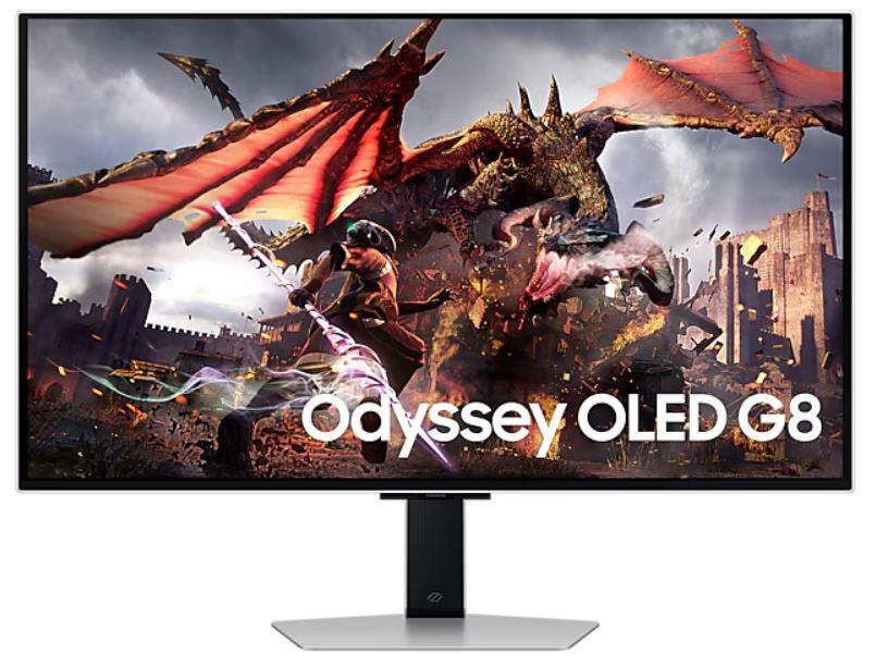 Monitor|SAMSUNG|32"|Gaming/Smart/4K|Panel OLED|3840x2160|16:9|0.03 ms|Speakers|Swivel|Pivot|Height adjustable|Tilt|Colour Silver|LS32DG802SUXDU