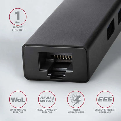 I/O HUB USB3.2 3PORT GLAN/0.2M HMA-GL3A AXAGON