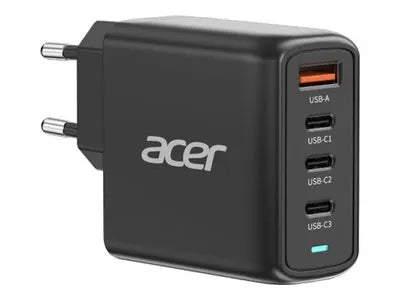 Acer 67W PD GaN Charger, 2 x USB C and 1 x USB A, EU Plug, 100W USB C cable, Retail Pack