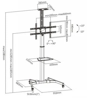 LH-GROUP FLROOSSTAND WITH WHEELS 37-70 BASIC