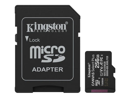 Kingston Canvas Select Plus | 256 GB | microSD | Flash memory class Class 10, UHS-I, U1/U3, video class 10/30, A1