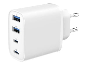 Gembird 4-port 40 W GaN USB PowerDelivery fast charger, White | TA-UC-2A2C-PD40-01-W | 2 x 4 pin USB Type A, 2 x 24 pin USB-C