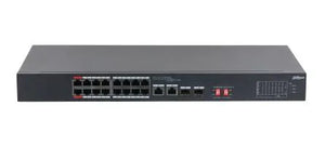 Switch|DAHUA|S3218-16ET-135|Switch type Unmanaged|Switch layer L2|Rack mounting Yes|Stackable Yes|Form factor 1U|16xRJ-45 ports|RJ-45 Ports Type Gigabit Ethernet (10/100/1000)|2xSFP module slots quantity|Power over Ethernet (PoE) Yes|2xPower over Eth...
