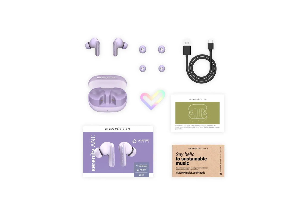 Energy Sistem True Wireless Earphones | Serenity ANC | Built-in microphone | Bluetooth | ANC | Lavender