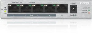 ZYXEL GS1005-HP, 5 PORT GIGABIT POE+ UNMANAGED DESKTOP SWITCH, 4 X POE, 60 WATT (5Y WARRANTY)