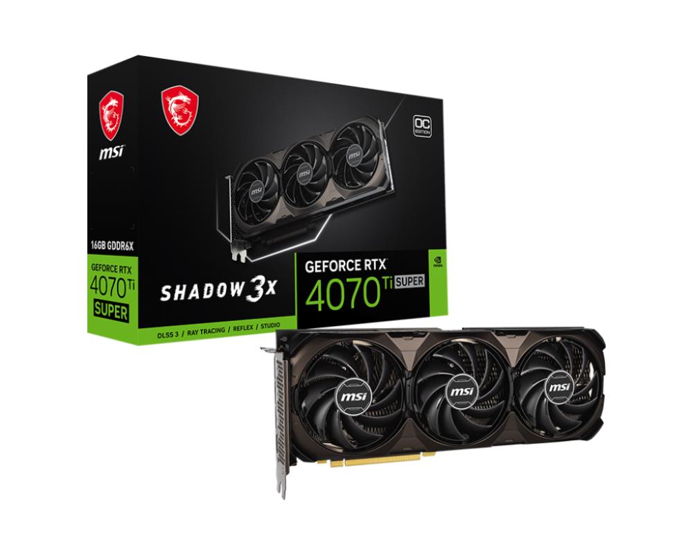 Graphics Card|MSI|NVIDIA GeForce RTX 4070 Ti SUPER|16 GB|GDDR6X|PCIE 4.0 16x|Dual Slot Fansink|1xHDMI|3xDisplayPort|RTX4070TISUP16GSHAD3XOC