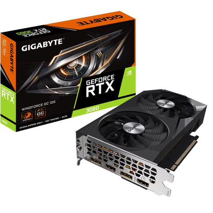 Graphics Card|GIGABYTE|NVIDIA GeForce RTX 3060|12 GB|GDDR6|192 bit|PCIE 4.0 16x|Memory 15000 MHz|GPU 1792 MHz|2xHDMI|2xDisplayPort|GV-N3060WF2OC-12GD2.0