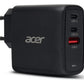 Acer 67W PD GaN Charger, 2 x USB C and 1 x USB A, EU Plug, 100W USB C cable, Retail Pack