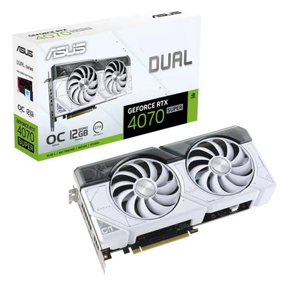 Graphics Card|ASUS|NVIDIA GeForce RTX 4070 SUPER|12 GB|GDDR6X|192 bit|PCIE 4.0 16x|Two and Half Slot Fansink|1xHDMI|3xDisplayPort|DUAL-RTX4070S-O12G-WHITE