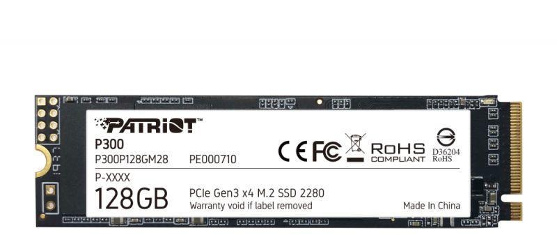 SSD|PATRIOT|P300|128GB|M.2|PCIE|NVMe|3D NAND|Write speed 600 MBytes/sec|Read speed 1600 MBytes/sec|3.8mm|TBW 60 TB|P300P128GM28