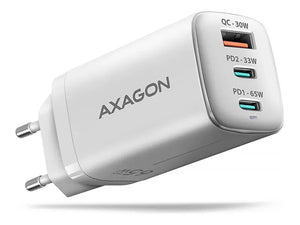 AXAGON GaN wallcharger 3x port (USB-A + 2x USB-C), PD3.0/PPS/QC4+/SFC2.0/AFC/SCP/FCP/Apple, 65W | ACU-DPQ65W