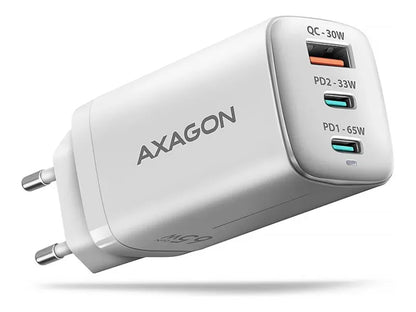 AXAGON GaN wallcharger 3x port (USB-A + 2x USB-C), PD3.0/PPS/QC4+/SFC2.0/AFC/SCP/FCP/Apple, 65W | ACU-DPQ65W