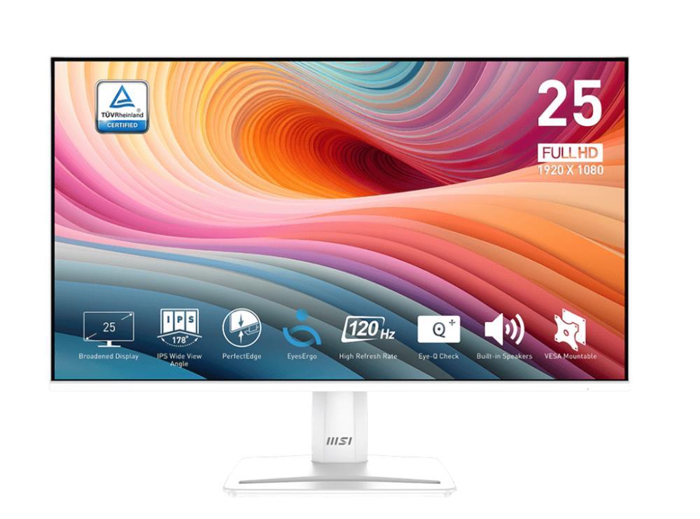 LCD Monitor|MSI|PRO MP251W E2|24.5"|Business|Panel IPS|1920x1080|16:9|120 Hz|1 ms|Speakers|Colour White|PROMP251WE2