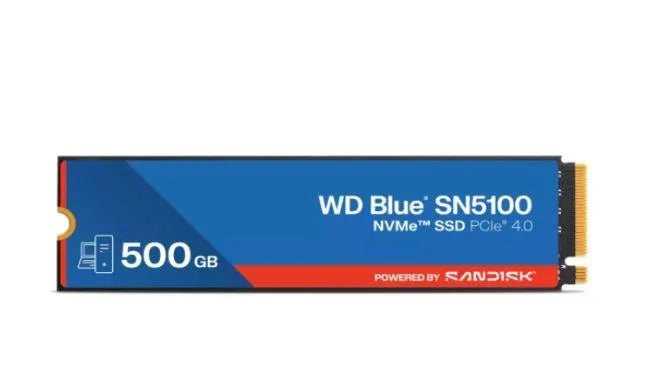 SSD|SANDISK|300xTBW rating|MTBF 1750000 h|Read speed 6600 MB/s|Write speed 5600 MB/s|NVMe Yes|PCI Express 4.0|M.2|500 GB|POWERED BY SANDISK|Blue SN5100|WDS500G5B0E-00CPE0