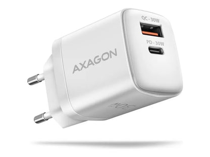 AXAGON Wall Charger 2x port (USB-A+USB-C), 30W | ACU-PQ30W