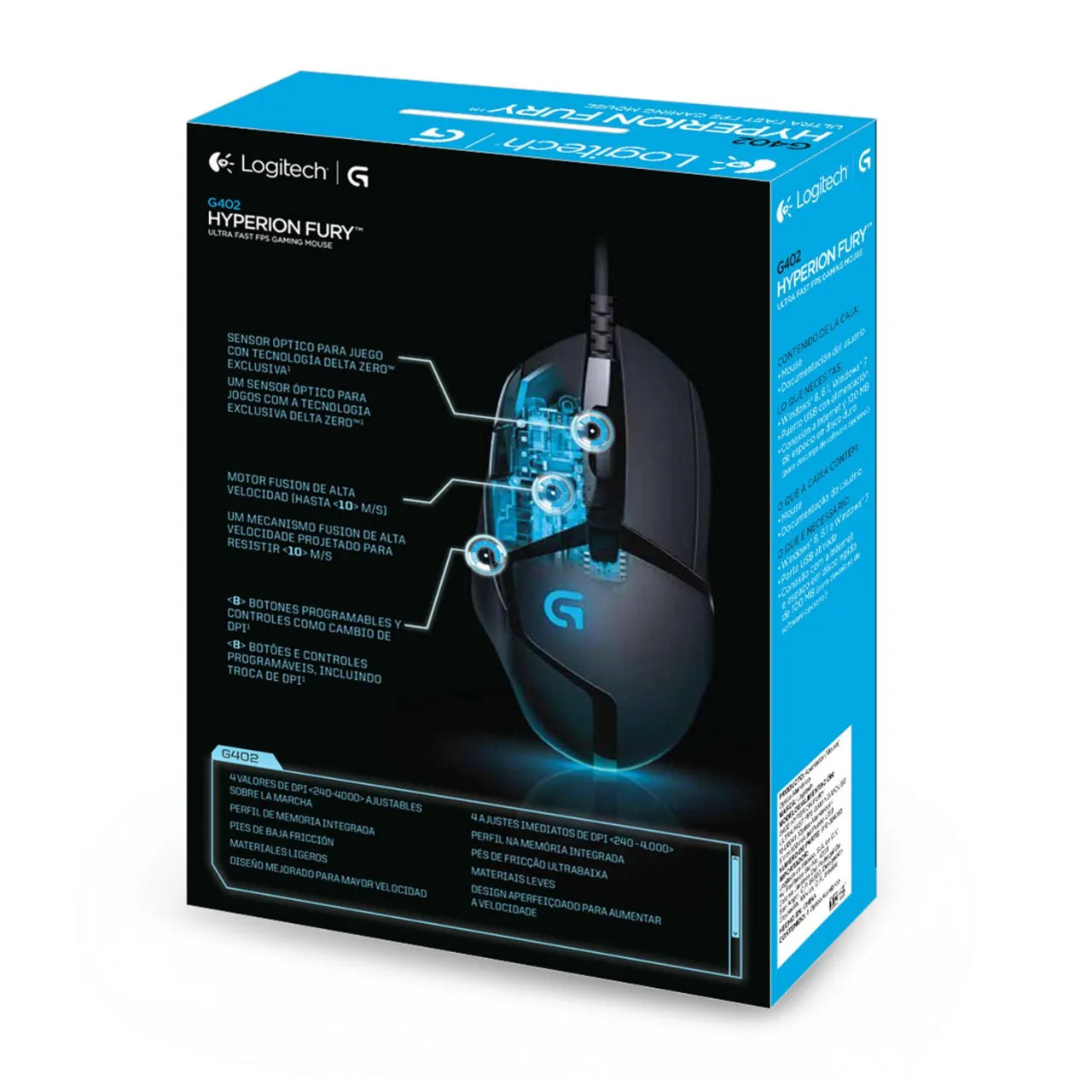 MOUSE USB OPTICAL G402/BLACK 910-004068 LOGITECH