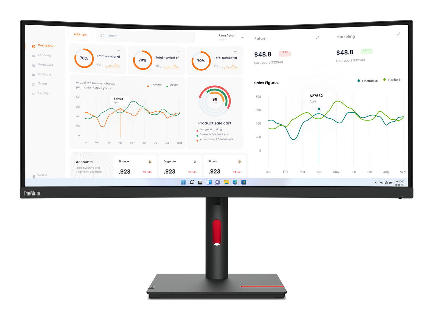 Lenovo ThinkVision T34w-30 - QHD - Curved