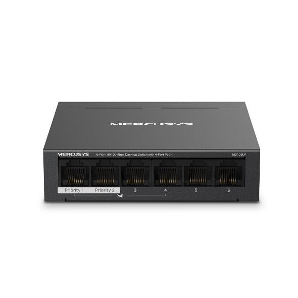 Switch|MERCUSYS|Desktop/pedestal|6x10Base-T / 100Base-TX|PoE+ ports 4|MS106LP