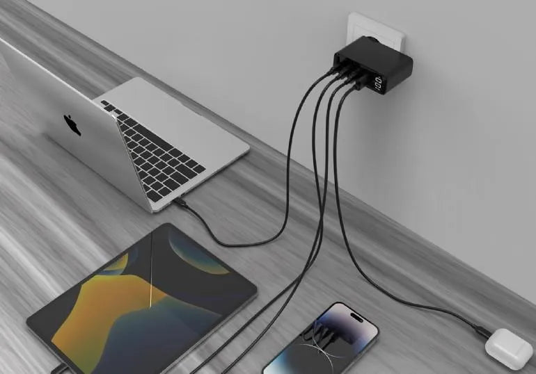 CHARGER USB 100W 4PORT GAN/TA-UC-PDQC100LCD-01-BK GEMBIRD