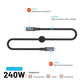 Fixed Braided Cable USB-C/USB-C, 2m, USB4 gen2 20Gbps, 4K 60Hz, 240W | FIXDBP-CC2-GR