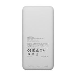 POWER BANK USB 10000MAH WHITE/AT10000-USBA-CWH ADATA