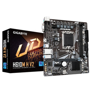 Mainboard|GIGABYTE|Intel H610|LGA1700|Micro-ATX|Memory DDR5|Memory slots 2|1xPCI-Express 3.0 1x|1xPCI-Express 4.0 16x|1xM.2|1x15pin D-sub|1xHDMI|4xUSB 2.0|2xUSB 3.2|1xPS/2|1xRJ45|3xAudio port|H610MHV21.0