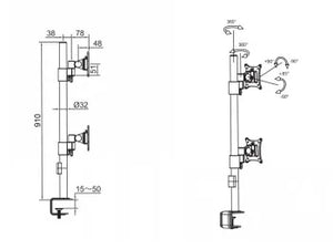 MB VESA DESKMOUNT OFFICELINE DUAL VERTICAL BLACK
