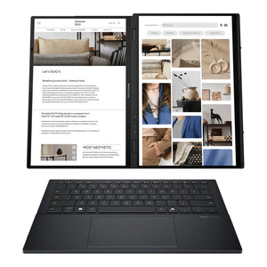Asus | Zenbook Duo UX8406CA-QL287W | Inkwell Gray | 14 " | OLED | Touchscreen | FHD | 1920 x 1200 pixels | Intel Core Ultra 7 | 255H | 16 GB | LPDDR5X | Solid-state drive capacity 1000 GB | Intel Arc Graphics | Windows 11 Home | 802.11be | Bluetooth...