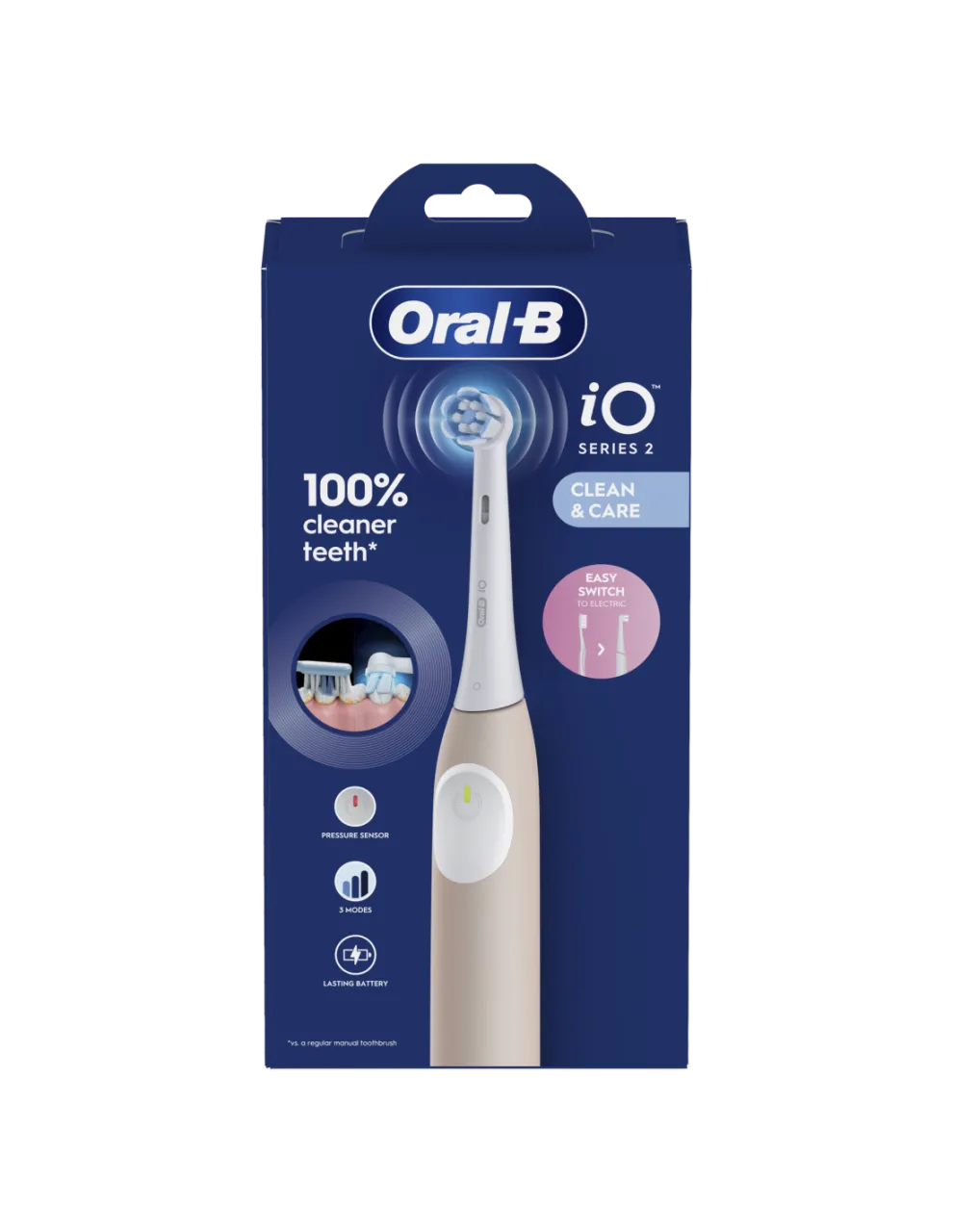 Oral-B Electric Toothbrush | iO2 | Rechargeable | For adults | Number of brush heads included 1 | Number of teeth brushing modes 3 | Calm Pink