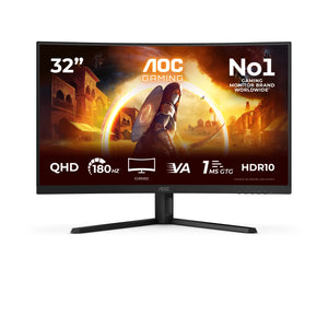 AOC G4 CQ32G4VE, 80 cm (31.5"), 2560 x 1440 pixels, Quad HD, LCD, 1 ms, Black, Grey