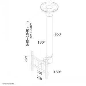 NEWSTAR FLAT SCREEN CEILING MOUNT (HEIGHT: 64-105 CM) 10-40" BLACK