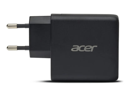Acer 67W PD GaN Charger, 2 x USB C and 1 x USB A, EU Plug, 100W USB C cable, Retail Pack