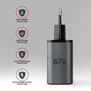 AXAGON Wall charger 67W, USB-A + USB-C, PD3.0/PPS/QC4+/SF | ACU-PQ67D