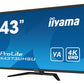 LCD Monitor|IIYAMA|43"|4K|Panel VA|3840x2160|16:9|60Hz|Matte|3 ms|Speakers|Tilt|Colour Black|X4373UHSU-B1