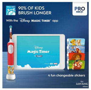 Oral-B | Electric Toothbrush | Vitality PRO Kids 3+ Lion King | Rechargeable | For children | Number of brush heads included 1 | Number of teeth brushing modes 2