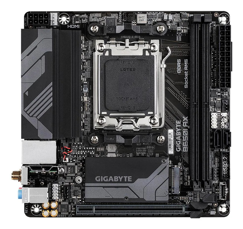 Mainboard|GIGABYTE|AMD B650|Socket AM5|mini ITX|RAM DDR5-SDRAM|2xSlots|Wi-Fi Yes|Bluetooth Yes|1xNumber of M.2 (M) slots|B650IAX1.2