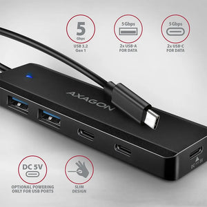 I/O HUB USB-C TRAVEL/0.19M HUE-C2C AXAGON