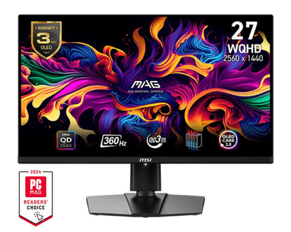 Monitor|MSI|MAG 271QPX QD-OLED|26.5"|Gaming|Panel QD-OLED|2560x1440|16:9|360Hz|0.03 ms|Swivel|Pivot|Height adjustable|Tilt|MAG271QPXQD-OLED