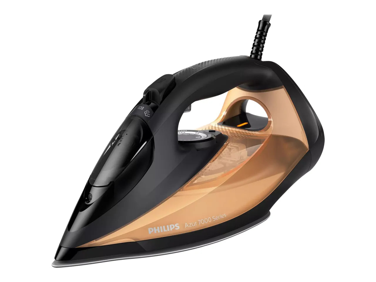 Philips DST7040/80 7000 series | Steam Iron | 2800 W | Water tank capacity 300 ml | Continuous steam 50 g/min | Steam boost performance 250 g/min | Black/Gold