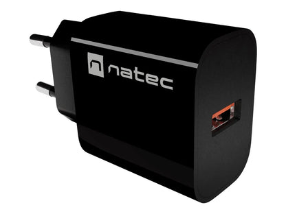 Natec Ribera USB Charger 1X USB-A 18W, Black