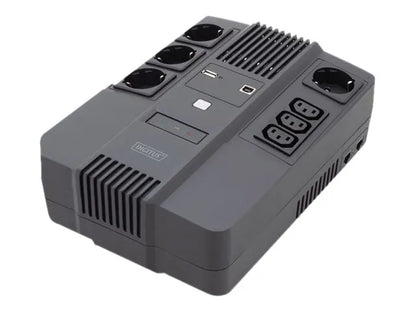Digitus | All-in-One UPS | All-in-One UPS, 800VA/480W, LED 12V/9Ah x1, 4x CEE 7/7,3x IEC C13, USB, RJ45 | 800 VA | 480 W