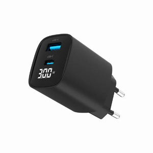 Gembird 2-port 30W USB fast charger, LCD | TA-UC-PDQC30LCD-BK-01